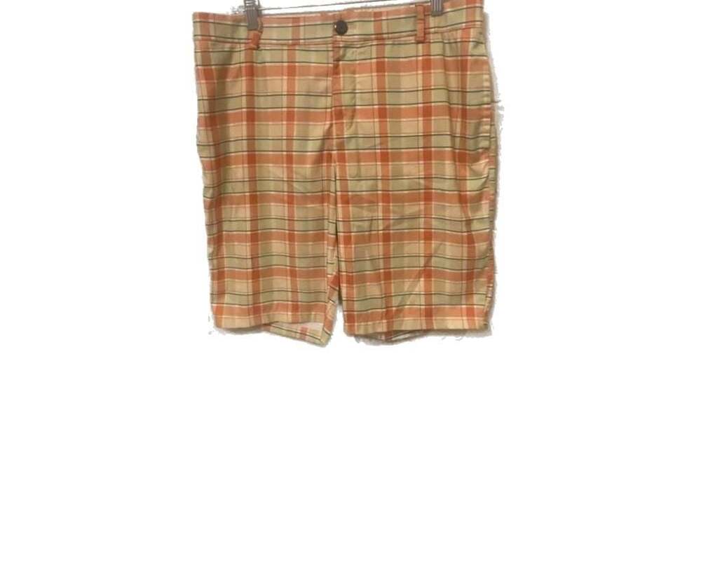 Nike Golf Performance Plaid Shorts Mens 34 Orange Yellow Green